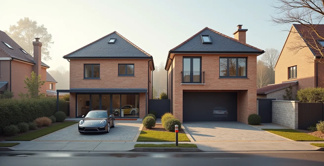 Comparaison architecturale entre un garage léger et une extension habitable massive